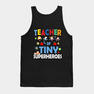 Teacher Of Tiny Superheroes Funny Teach 100th Day Of School Tank Top